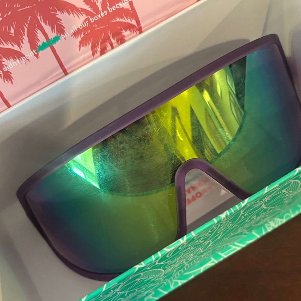 Purple and Green Oversized Sunglasses
